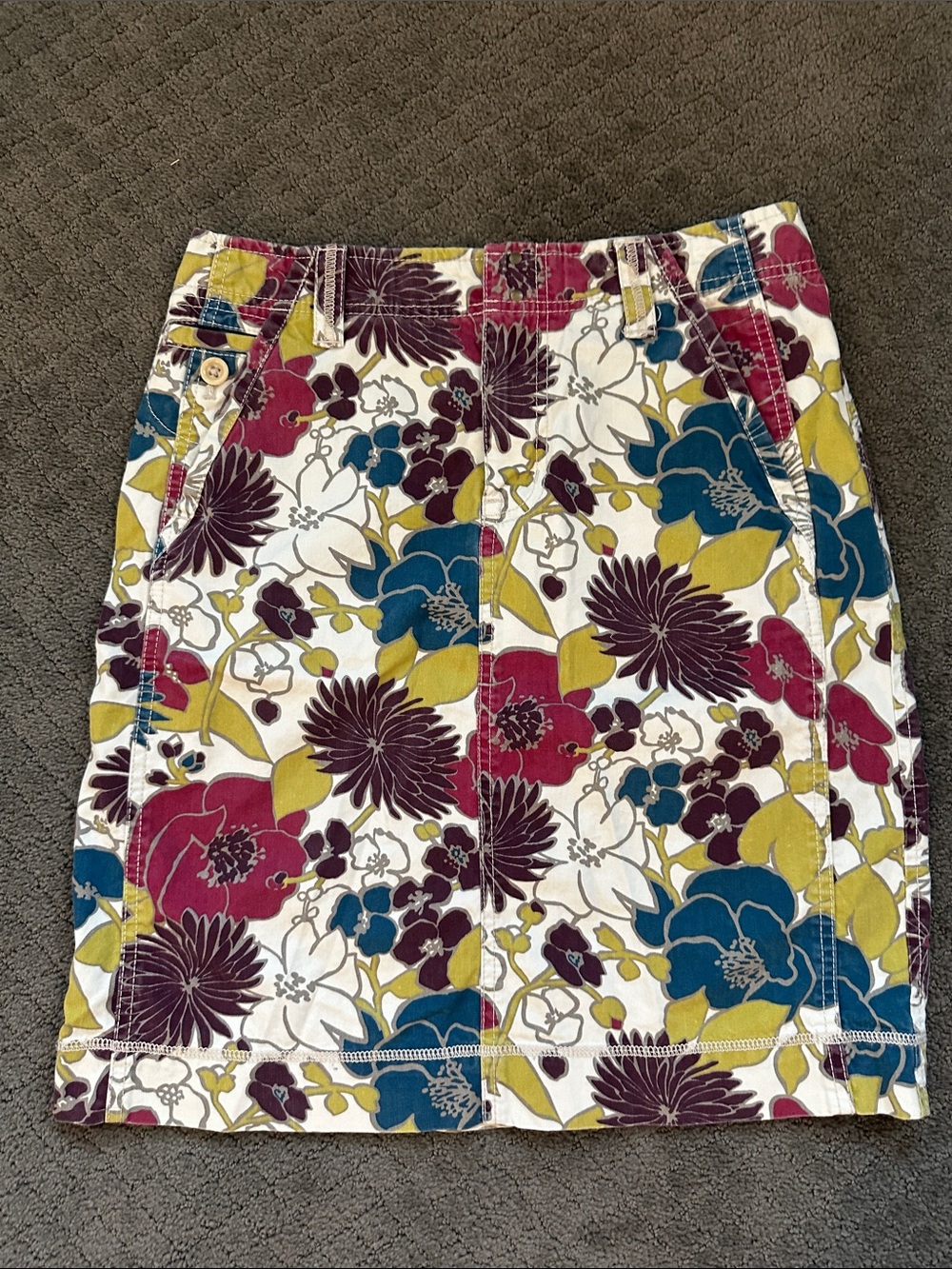Eddie Bauer Floral Pencil Skirt in White, Teal, Fuchsia, Mustard, Plum